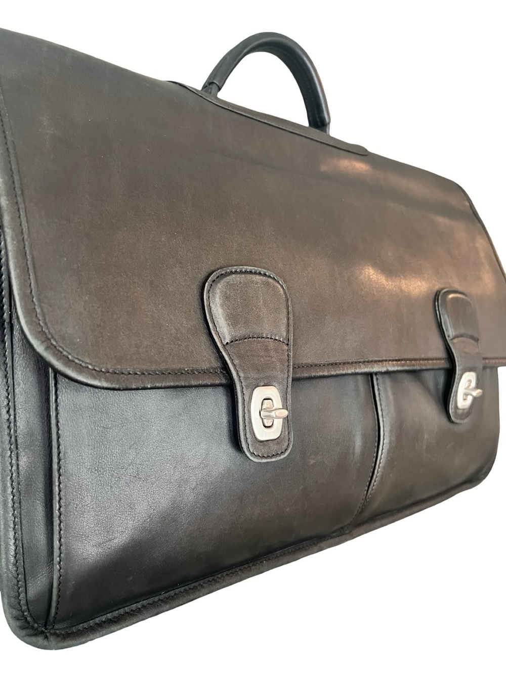 Coach Organizer Brief - Y2K Vintage Black Leather Briefcase - Picture 10 of 16